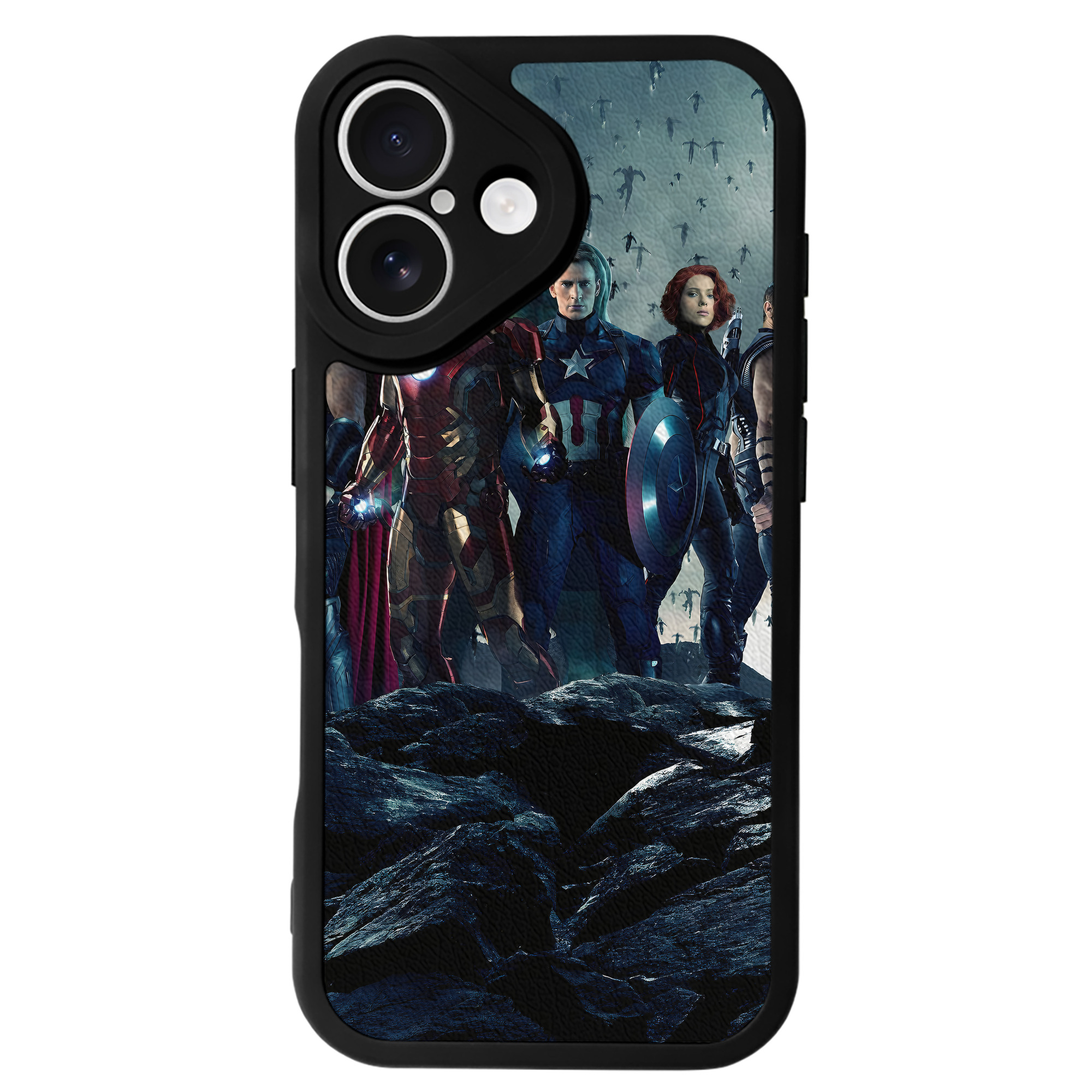 （画像用） アベンジャーズ The Avengers 【iPhone 16シリーズ対応】シリコンスマホケース（レザー調） 材質：シリコン